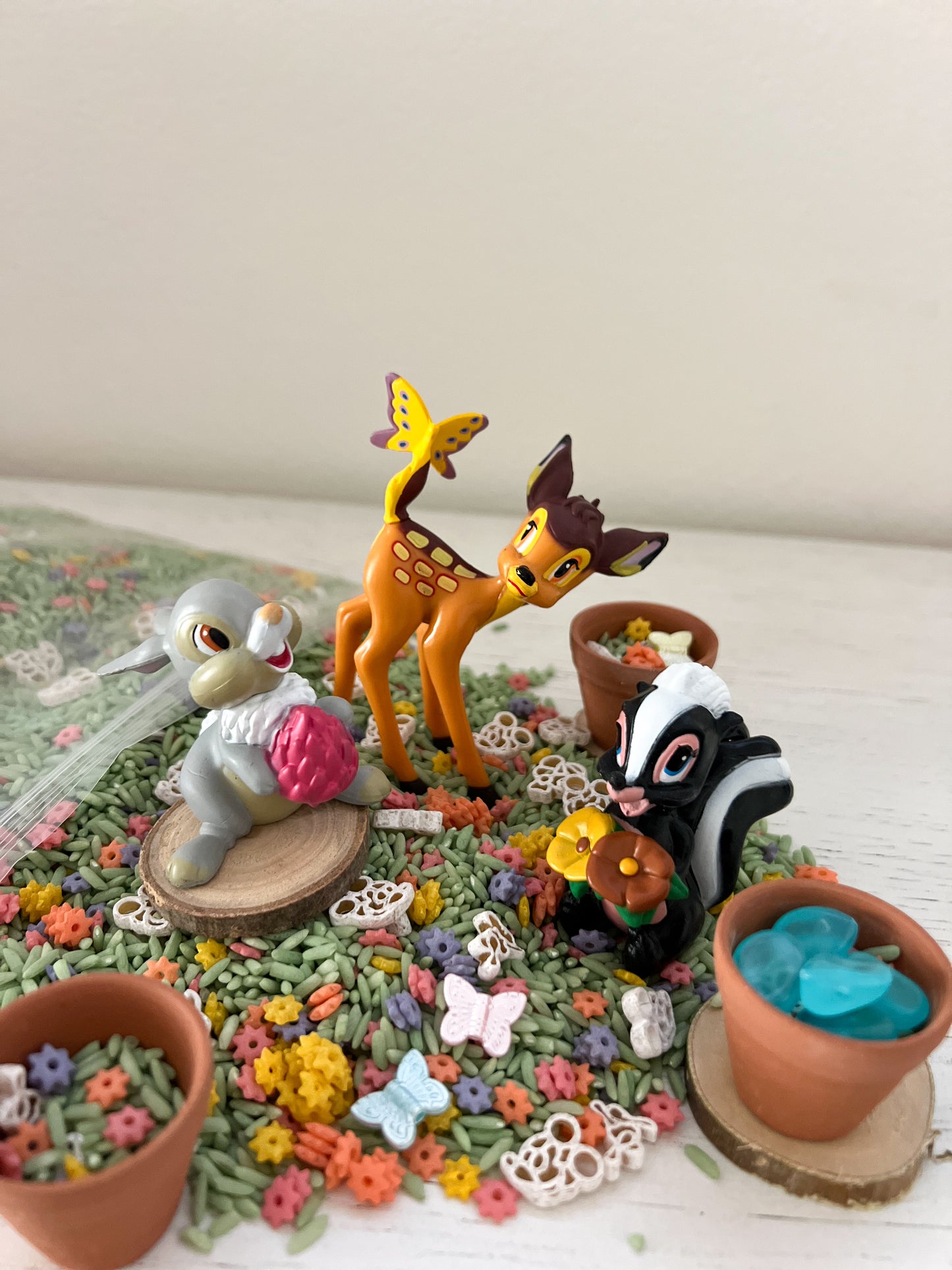 Springtime Meadow Sensory Rice with Thumper & Friends
