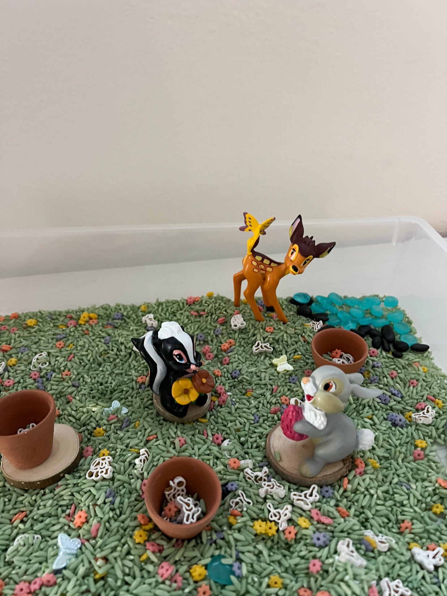Springtime Meadow Sensory Rice with Thumper & Friends